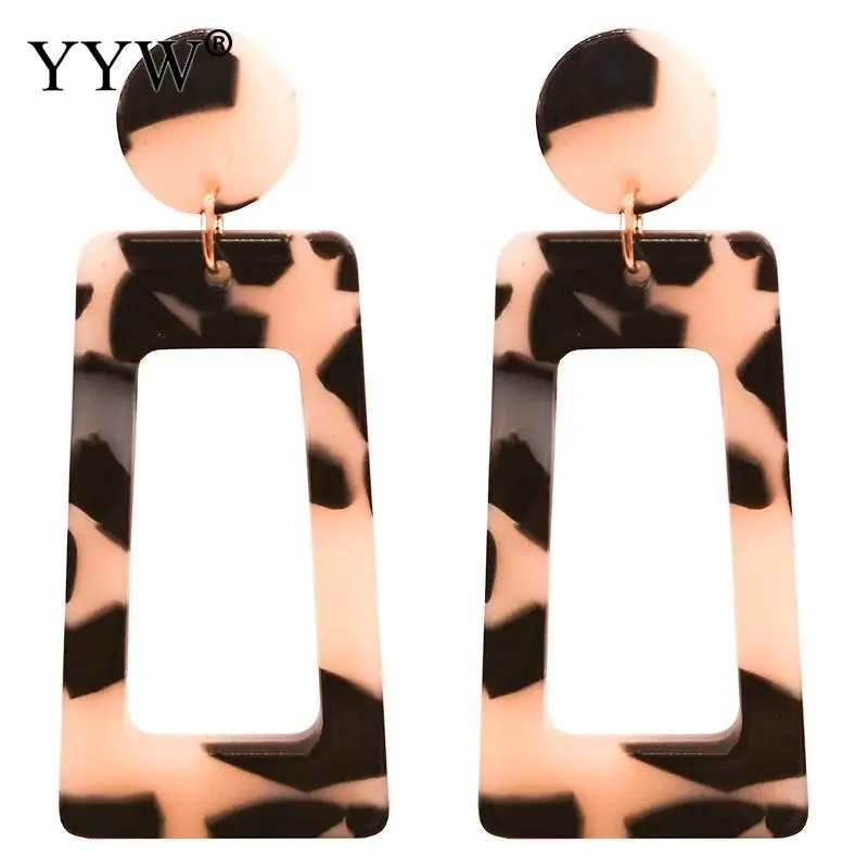 Ацетатный лист висящие серьги женские полые геометрические узор леопардовые