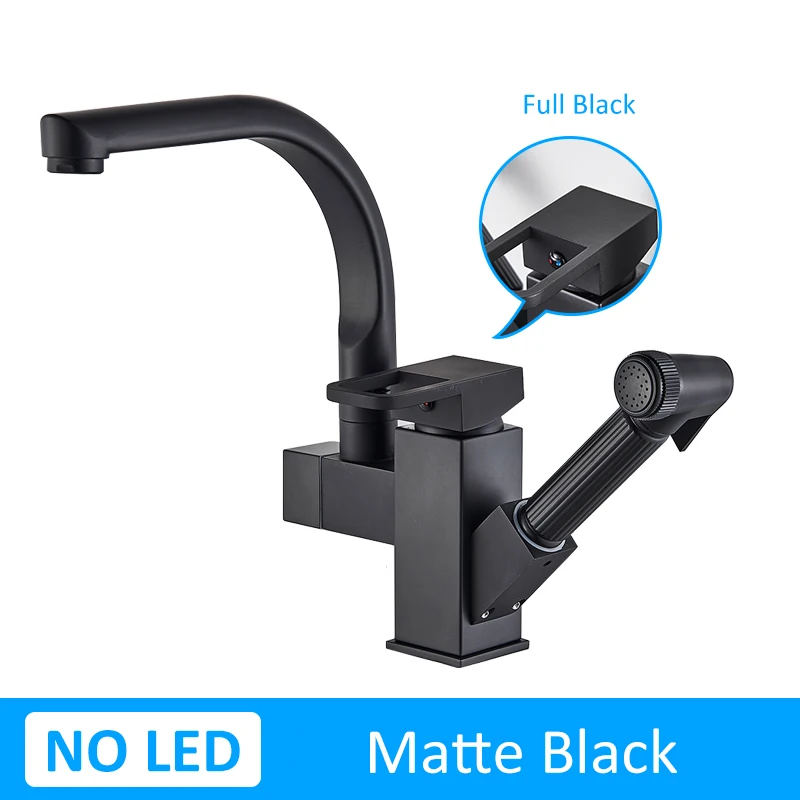 Matte Black Хромированный кран для кухонной раковины черного цвета с поворотом на 360 градусов, кран для раковины с одной ручкой - Цвет: Matte Black
