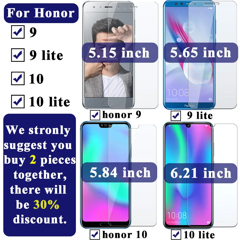 Защитное стекло на Honor 9 Lite для Huawei Honer 10 закаленное Xonor lite защитная пленка экрана