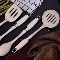 creative wheat straw cookware set household non stick pans with a spatula spoon powder set