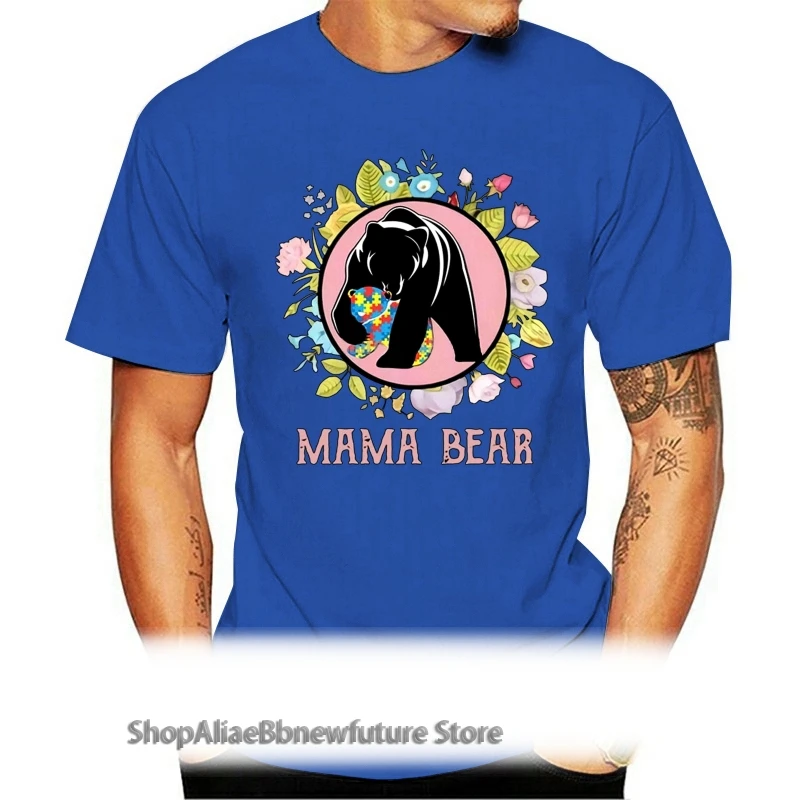 

Mama Bear Autism Floral Ladies T-Shirt Black S-3Xl Gyms Fitness Tee Shirt