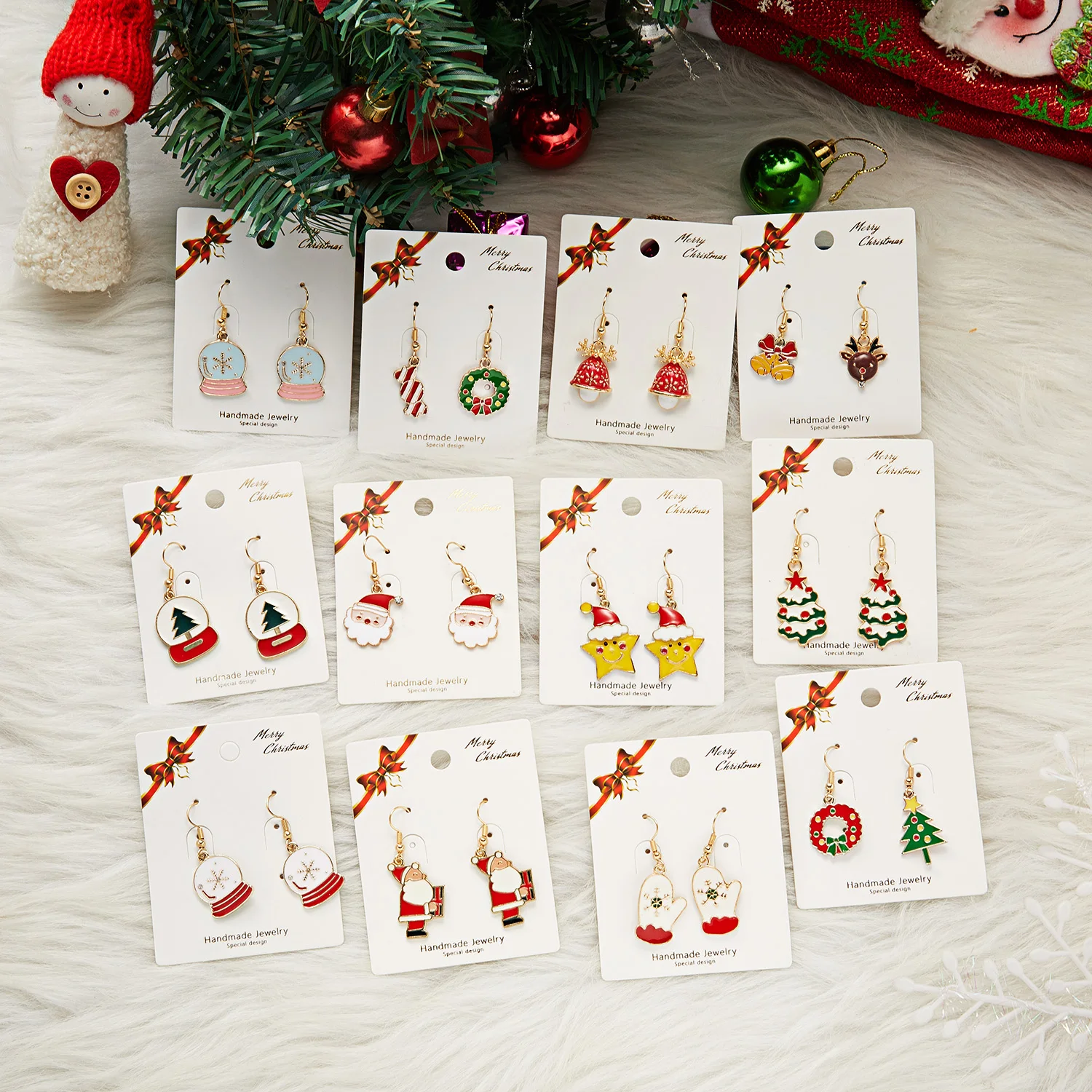 Серьги-подвески женские новогодние милые Мультяшные украшения в виде звезд