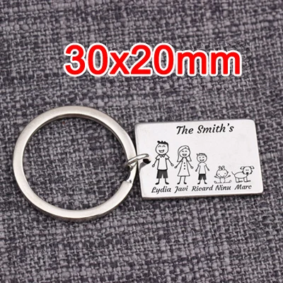 30x20mm-Sliver Индивидуальный брелок с именем, персонализированные Семейные брелки с надписью «Love Dad Mom», подарок для родителей, детей, домашних животных, семейные брелки на любом языке, Porte Clef - Цвет: 30x20mm-Sliver