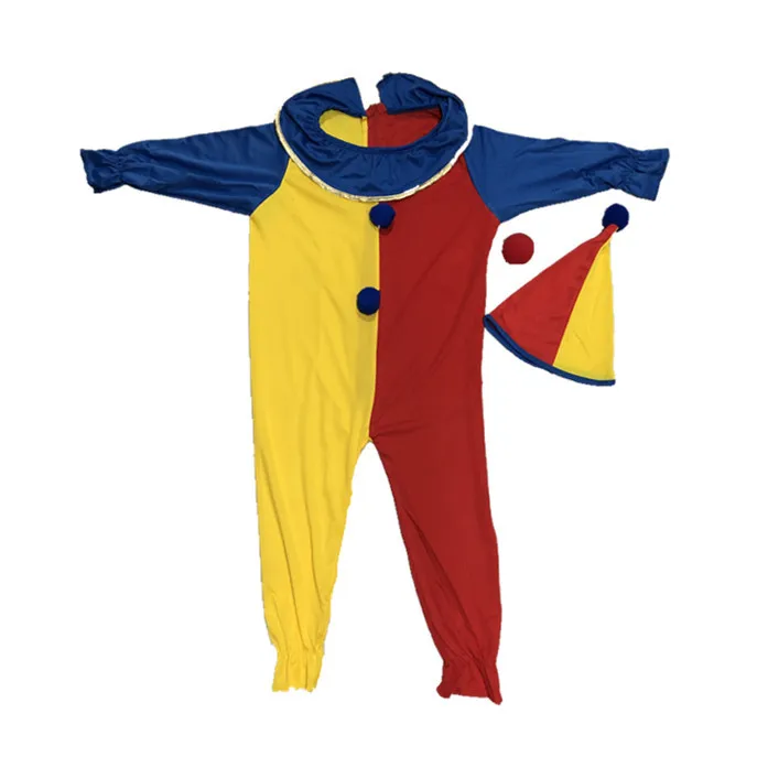 Children Baby Clown Cosplay Costume Jumpsuits &amp Rompers+Hat+Nose Children's Day Brithday Halloween Holiday Costumes For Kids |