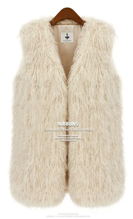 OFF WHITE Gplus зимнее женское пальто из искусственного меха, жилет, куртка размера плюс с v-образным вырезом, роскошный жилет из искусственного лисьего меха Kamizelka Futerko Fourrure Femme - Цвет: OFF WHITE