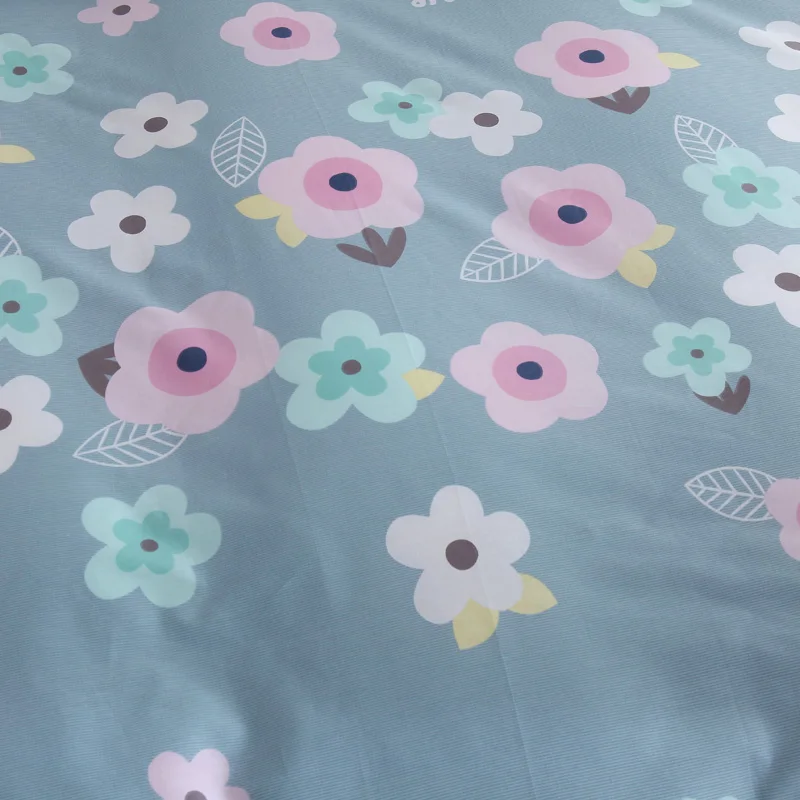 Пододеяльник для взрослых в американском стиле с голубыми цветами 100% хлопок