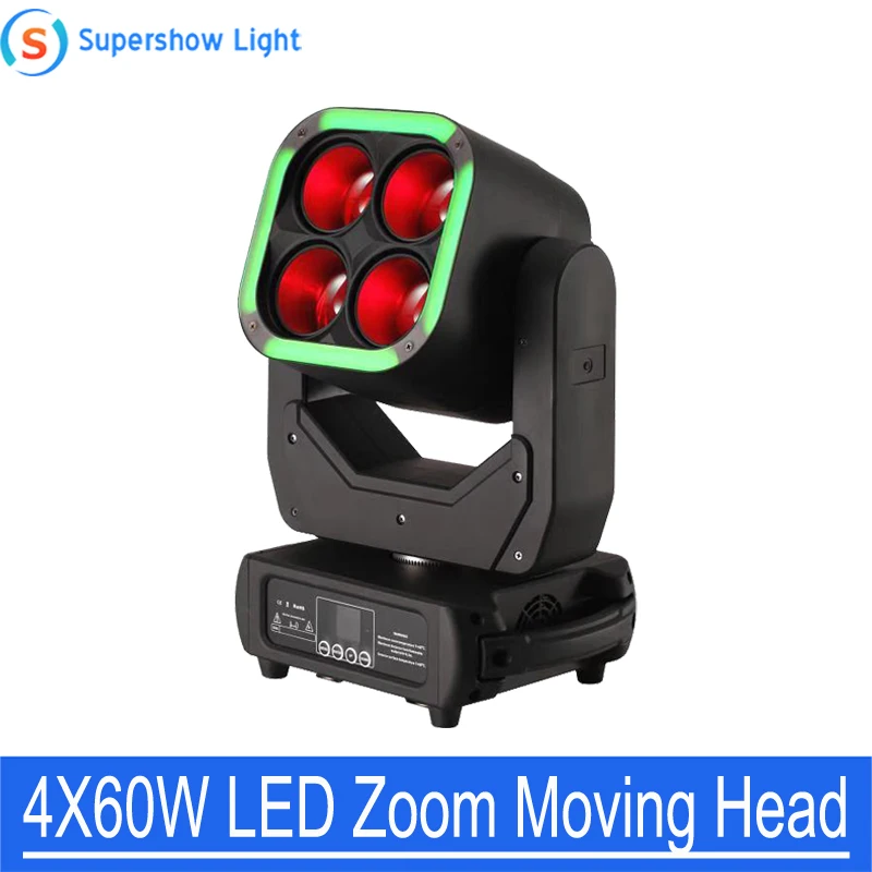 Новый стиль 4X60W DMX512 зум Лира 64x1 5 Вт RGB мыть сценический светильник с подвижной