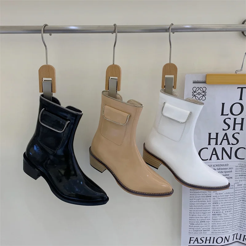 

Women's boots pointed toe short boots mid-boots British style fashion new Martin boots thick and thin single boots women