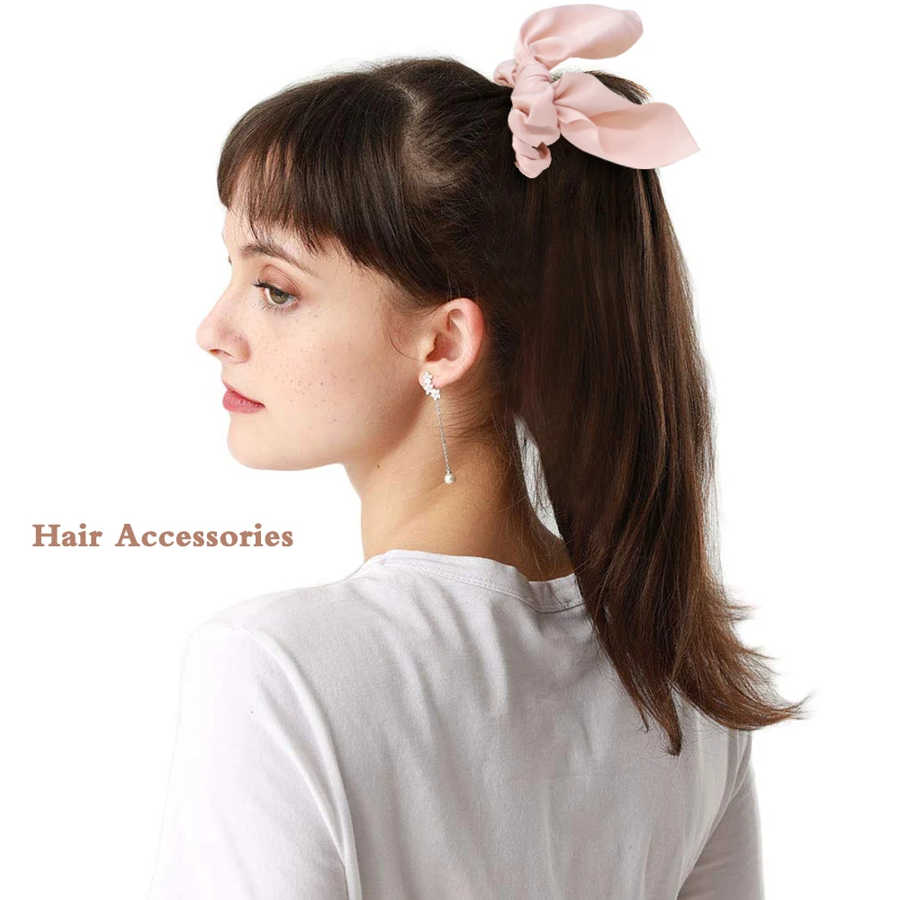 Резинки для волос с бантом женские мягкие шелковые дизайнерские Завязки