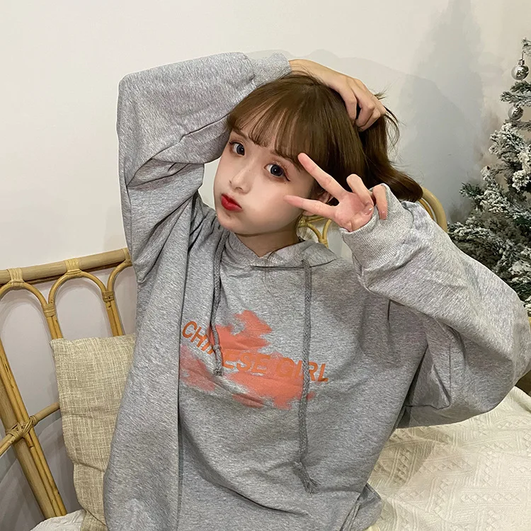 

Women Sweatshirt And Hoody Ladies Hooded Letter Chinese Girl Printed Casual Pullovers Girls Long Sleeve Spring Autumn Hoodie