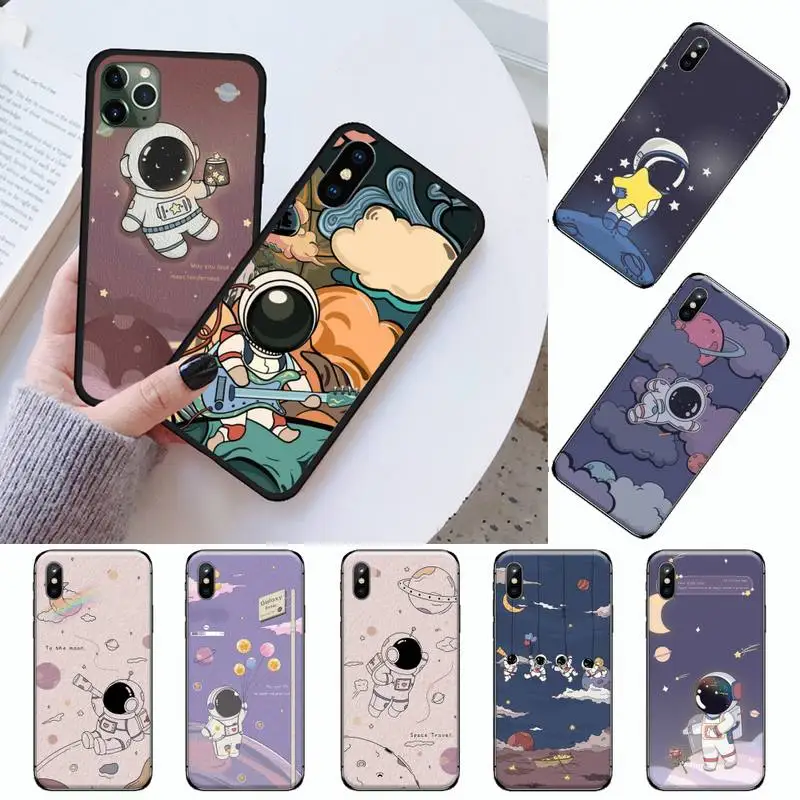 

Cute cartoon astronaut universe Phone Case For iphone 12 11 13 7 8 6 s plus x xs xr pro max mini