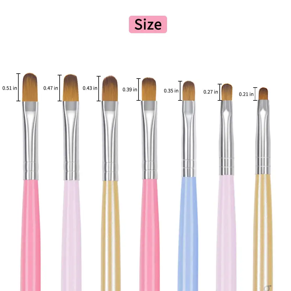 

7Pcs Nail Art Brushes Set Poly Extension Gel Brush Nail Art Tips Builder Brush Nail Painting Brush Pen Set for Home and Salon