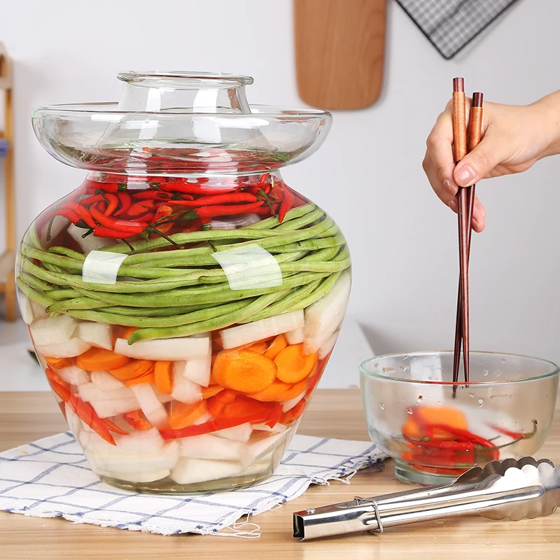 Китайская традиционная банка для маринования прозрачная стеклянная кимчи