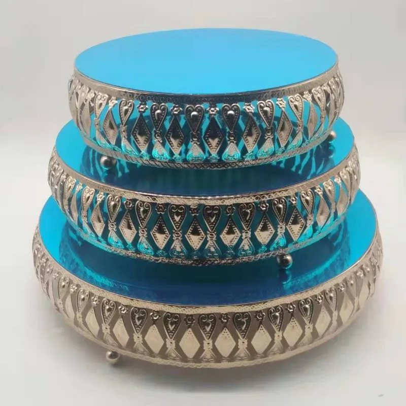 Золотистая круглая металлическая подставка для подставки пирожных свадебного