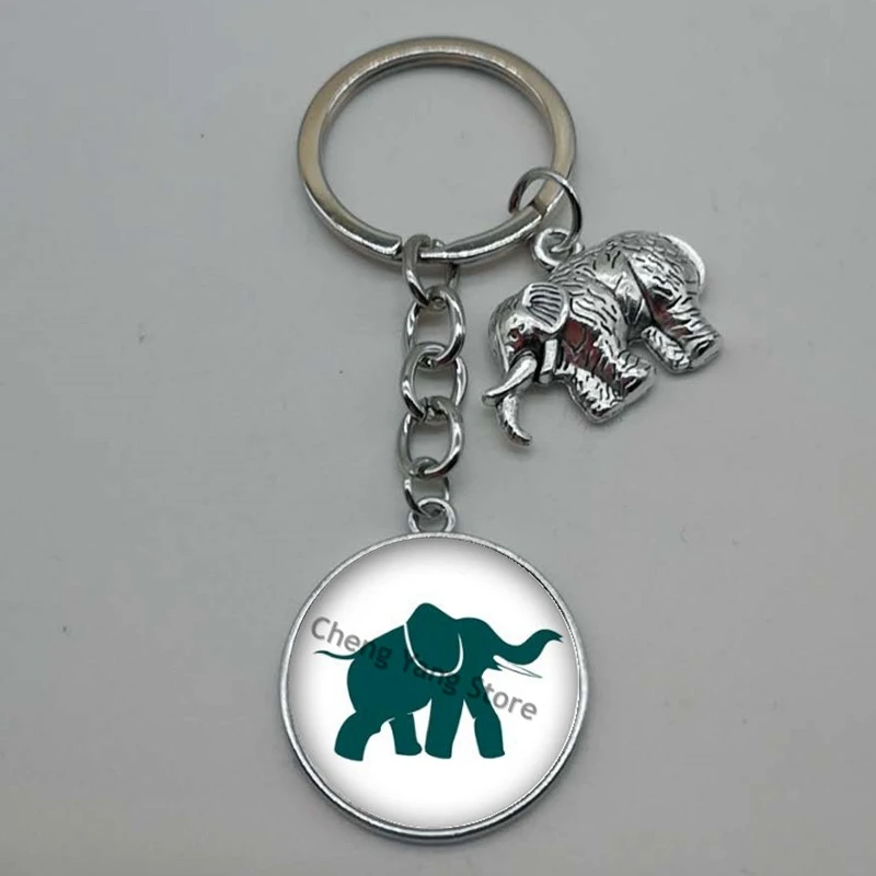 Очарование Слон Стекло выпуклый Круглый Брелок слон брелок партия подарок сумка