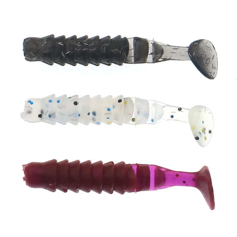 

15pcs Soft 5cm/1.5g T-Tail Soft Plastic Maggot Grubs Bait Artificial Panfish Crappie Trout Crankbait Soft Baits Fishing Lure