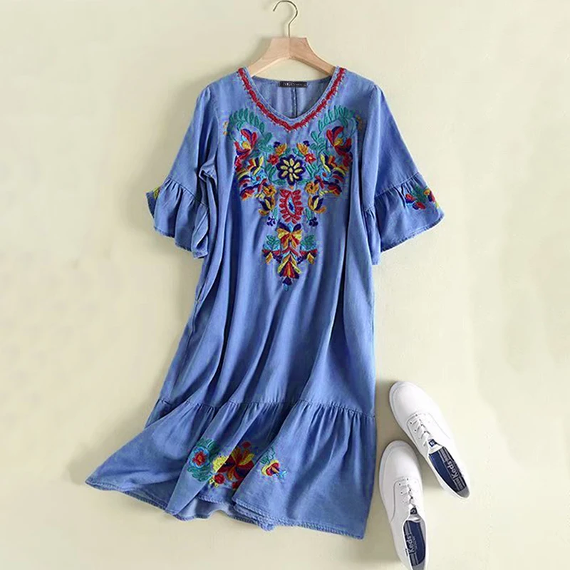 2021 летние цветочные вышивки Открытое платье без рукавов ZANZEA модные вечерние