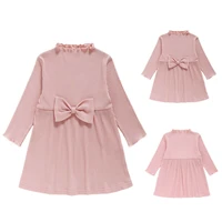 long sleeve knitted baby girl bow a line dresses kids casual jumper shirt dress