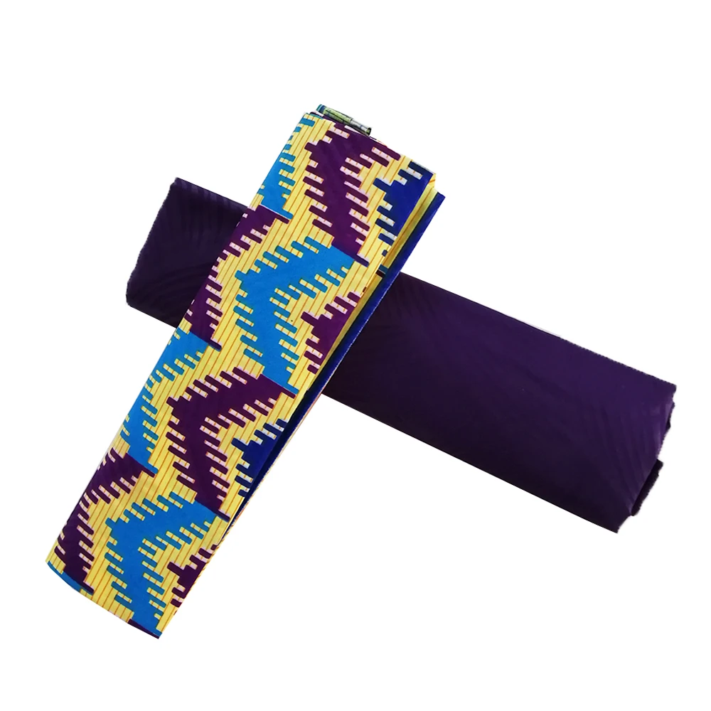 Фиолетовый Синий 2 + ярдов полиэстер воск Chitenge Ghana Ankara Kente ткань Африканская Kitenge