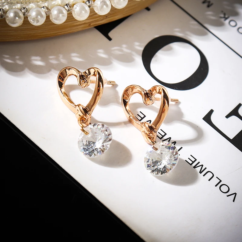 Женские серьги-гвоздики в форме сердца Shellhard винтажные серьги с фианитами и