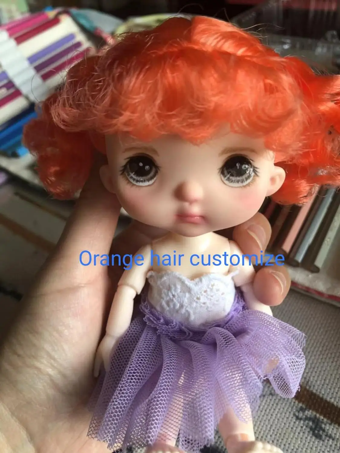 Nude doll make up 16 Индивидуальные лица для кукол holal, 16 см куклы как holal куклы, волосы можно выбрать - Цвет: Nude doll make up 16