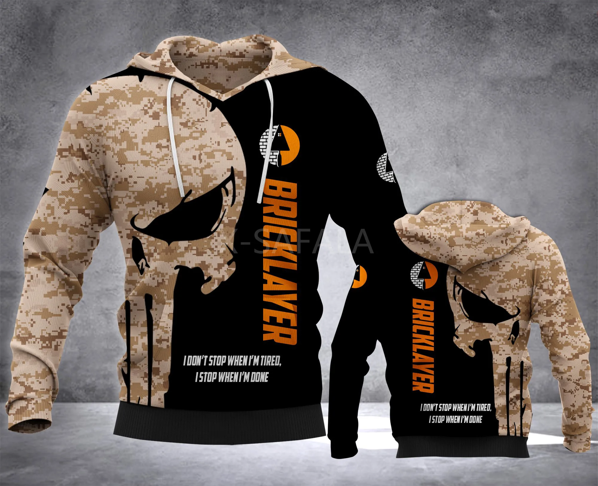Skull BRICKLAYER Worker Budding 3D Print Hoodie Man Women Harajuku Outwear Zipper Pullover Sweatshirt Casual Unisex Jacket-1