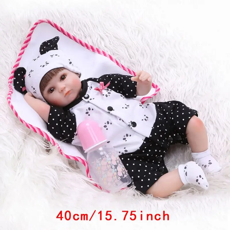 

40cm Reborn Doll Realistic Full Soft Silicone Vinyl Newborn Babies Toy Boy Clothes Lifelike Handmade Gift
