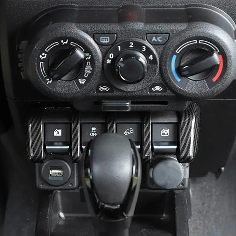 

ABS Carbon Fiber Car Window Lifting Switch Panel+Button Trim Cover Sticker Accessories for Suzuki Jimny 2019+