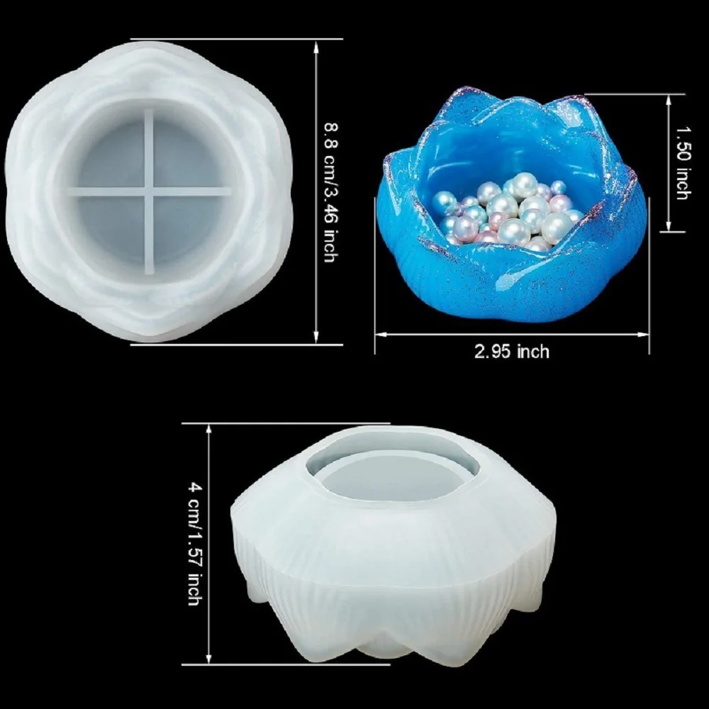 

Lotus Shape Storage Silicone Mold Blossom Design Jewelry Ashtray Mold Floral Jewelry Making Mold Epoxy Resin Crafts Tool