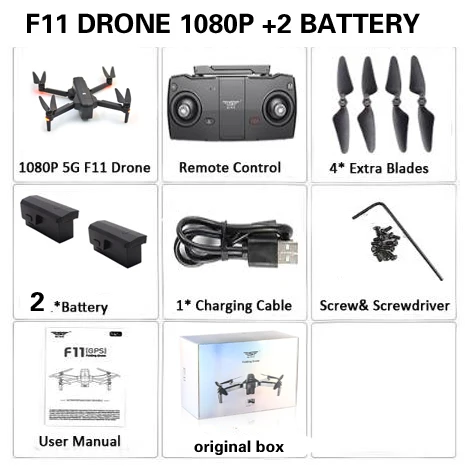 2battery 1080p box SJRC F11 Дрон с GPS с Wi-Fi FPV 1080 P/2 K камера бесщеточный Квадрокоптер 25 минут время полета управление жестами складной Дрон Vs CG033 - Цвет: 2battery 1080p box