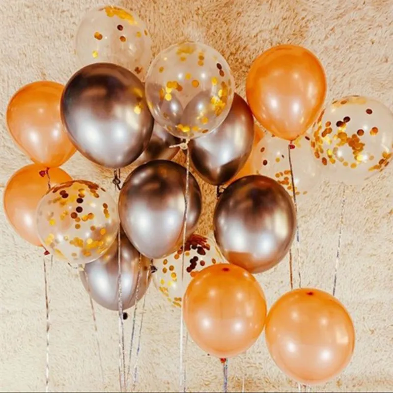 15pcs of 12" metal gold confetti balloons ink blue white balloon wedding party decoration kids children birthday party supplies