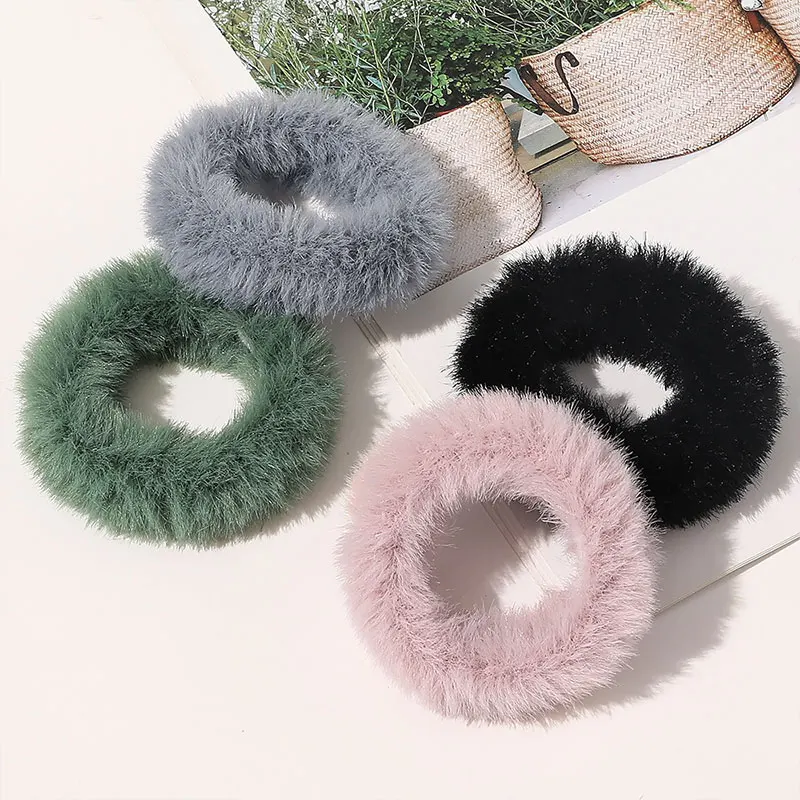 2020 яркие цвета плюшевые резинки из искусственного меха кольцо для волос пушистая
