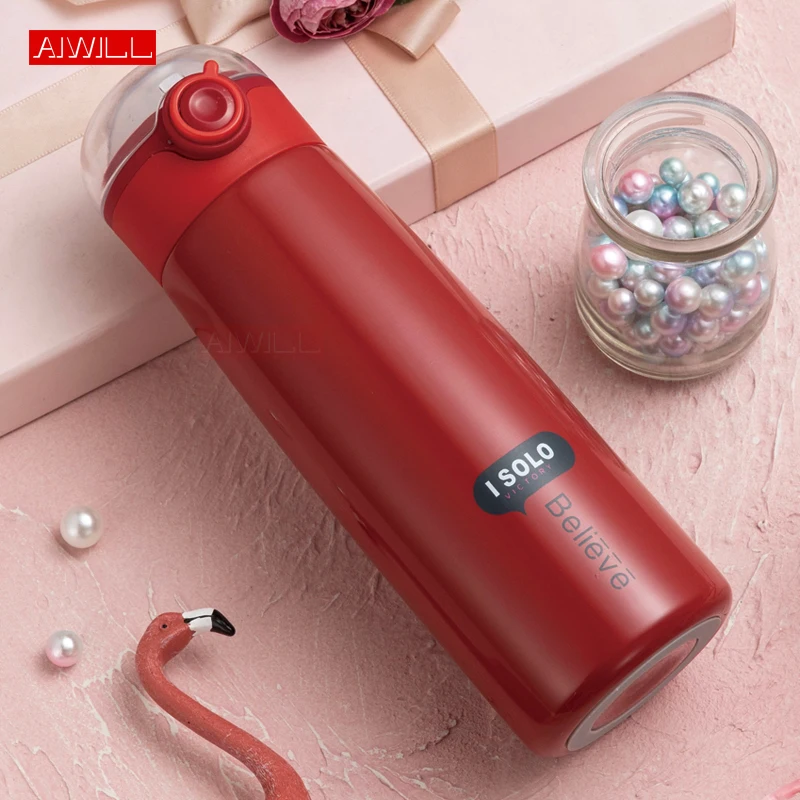420ml Red AIWILL популярные домашние кухонные термосы Термосы Термос из нержавеющей стали с изоляцией кружка для кофе Дорожная бутылка для напитков - Цвет: 420ml Red