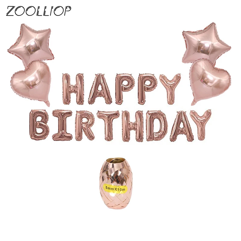 Happy Birthday balloon air Letters Alphabe Rose Gold foil balloons kids toy wedding party birthday helium globos baloon | Дом и сад