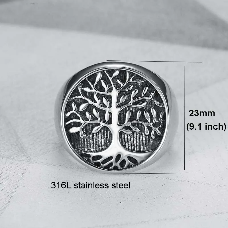 Lucky Tree Life, мужское кольцо, печатка, серебряное, титановое, нержавеющая сталь, мужские кольца, свадебные, в стиле панк, рок, Хип, байкер, группа для женщин, DAR282