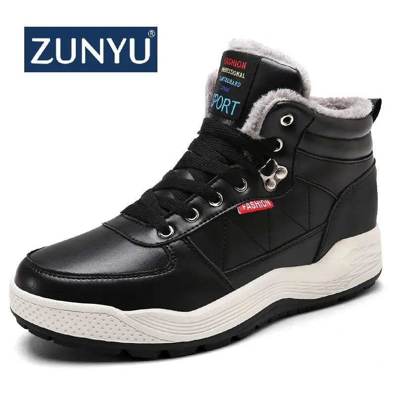 ZUNYU зимние мужские ботинки водонепроницаемые теплые на меху с толстым плюшем