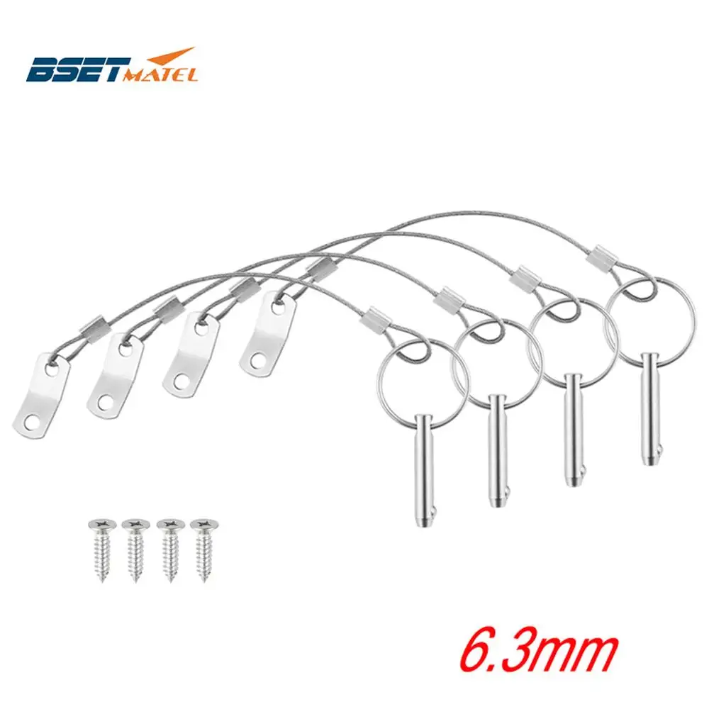 

D6.3X38mm 4PCS Stainless Steel 316Quick Release Pin with Lanyard for Boat Bimini Top Deck Hinge Marine hardware
