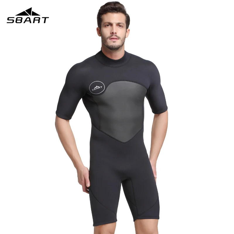 

SBART 2MM Neoprene Wetsuit Men Keep Warm Swimming Scuba Diving Bathing Suit Short Sleeve Triathlon Wetsuit for Surf Snorkeling