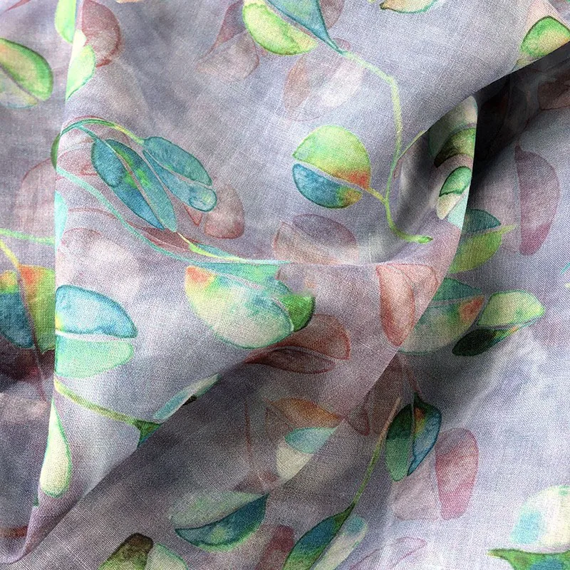 Высококачественная ткань из натурального рами с принтом и окрашиванием туманных