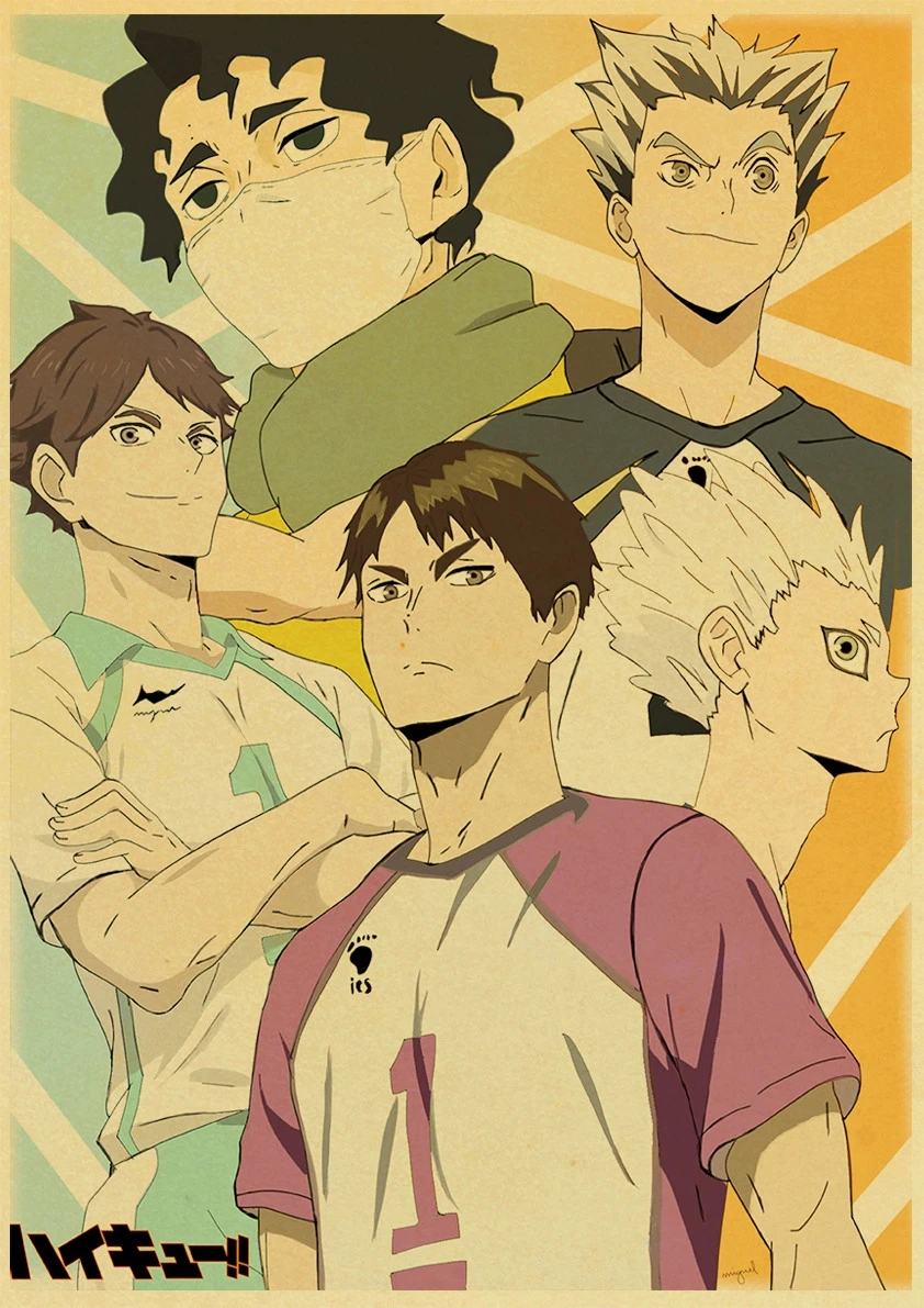

Vintage Japanese Anime Haikyuu!! Retro Poster Vintage Cool Style Kraft Paper Wall Painting For Home /Room/Bar Decor