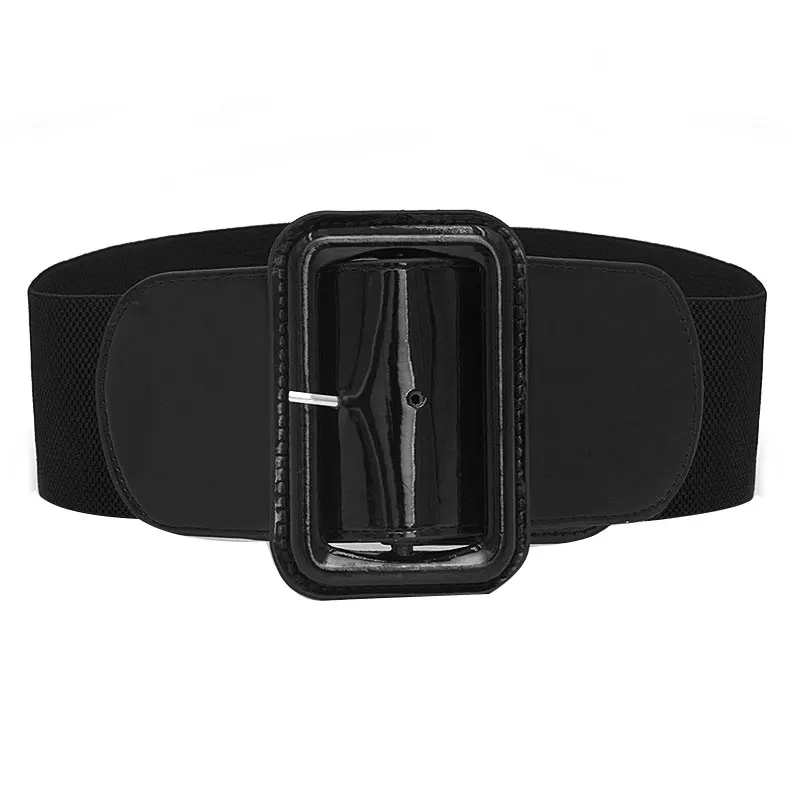 

Big Buckle Belt Slim Decorative Waist belt Patent Leather Waistband Casual Adjustable Women Belt Wide Elastic Corset Belt