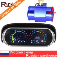 2 in 1 car digital water temperature gauge voltmeter celsius temp meter with sensor water temp joint pipe adapter from russia