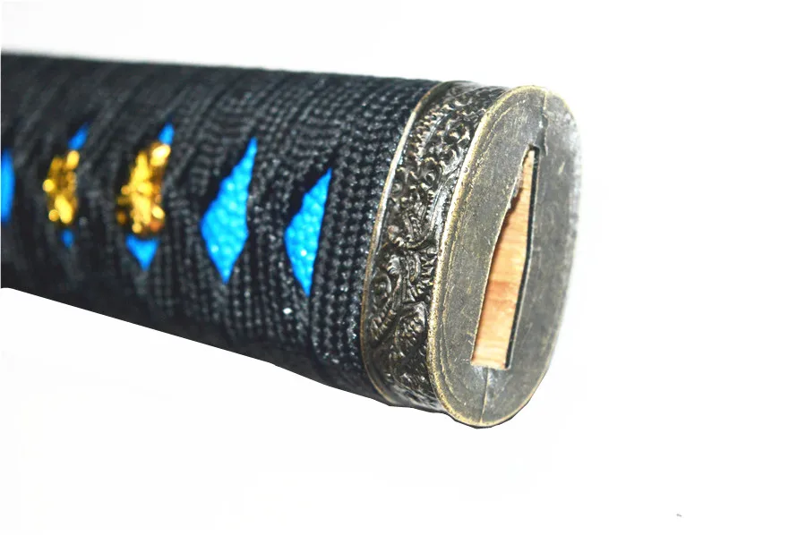 Красивый товар черный шнур Tsuka синий Rayskin из сплава Fuchi индивидуальный для