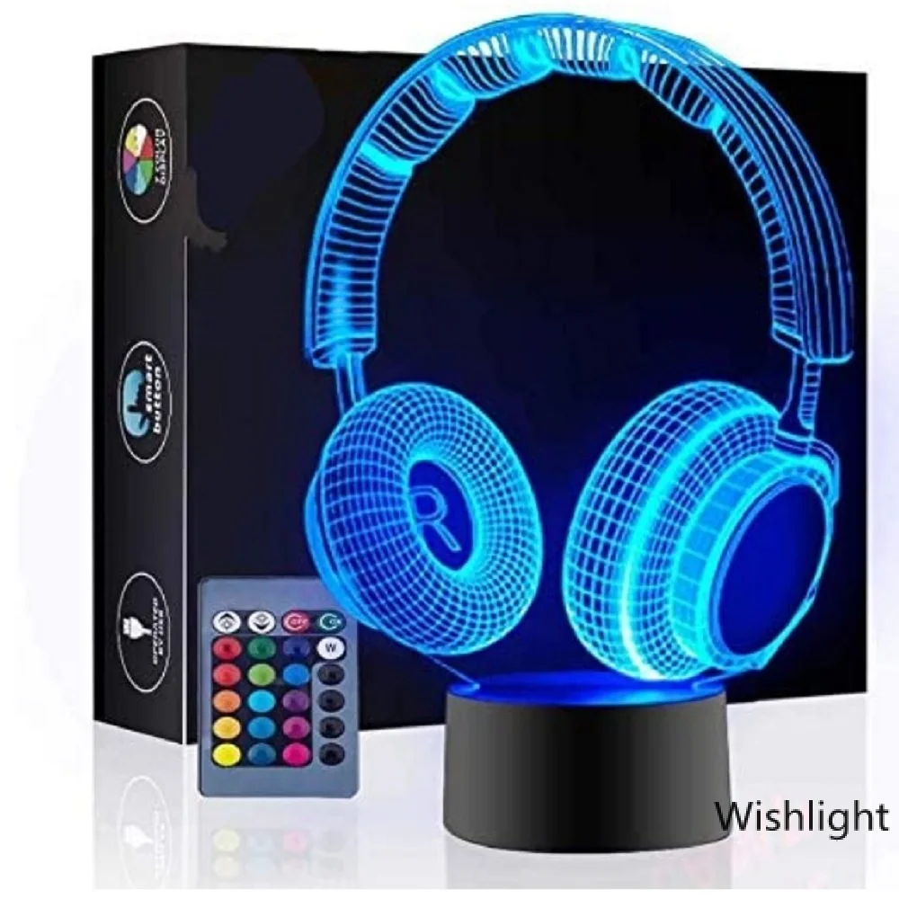 Цветной яркий 3D светильник для диджея настольные лампы гарнитура музыка