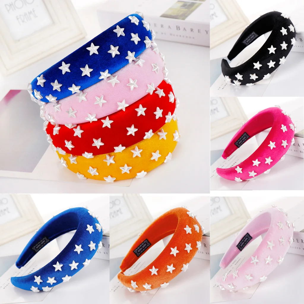 Punk Women Velvet Star Hairbands Princess Queen Halloween NightClub Hairwear Soft Wear Headbands |