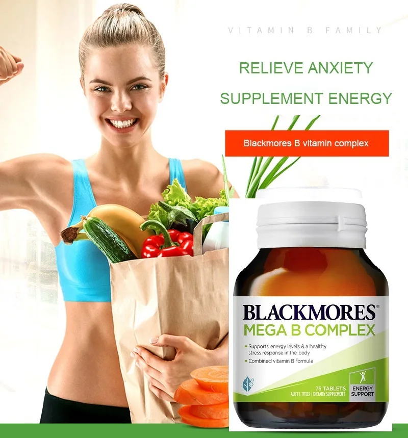 

Australia BM Vitamins Mega B Complex 75Tablet Nervous System Stress Function Boost Physical Activity Health Wellness Supplements