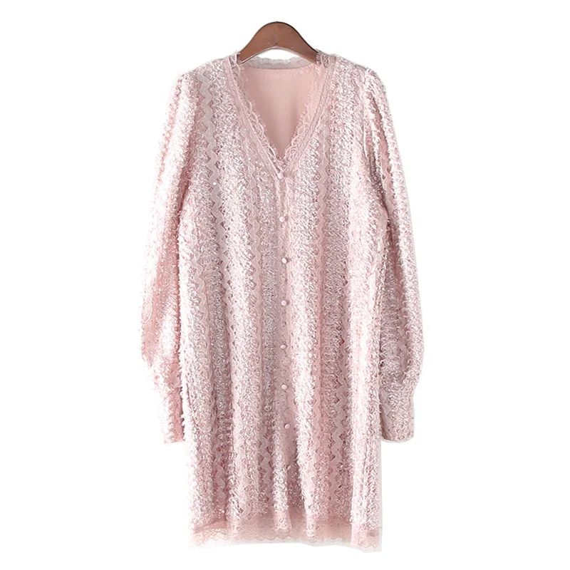 

Платье PERHAPS U, кружевное, с длинным рукавом, с V-образным вырезом