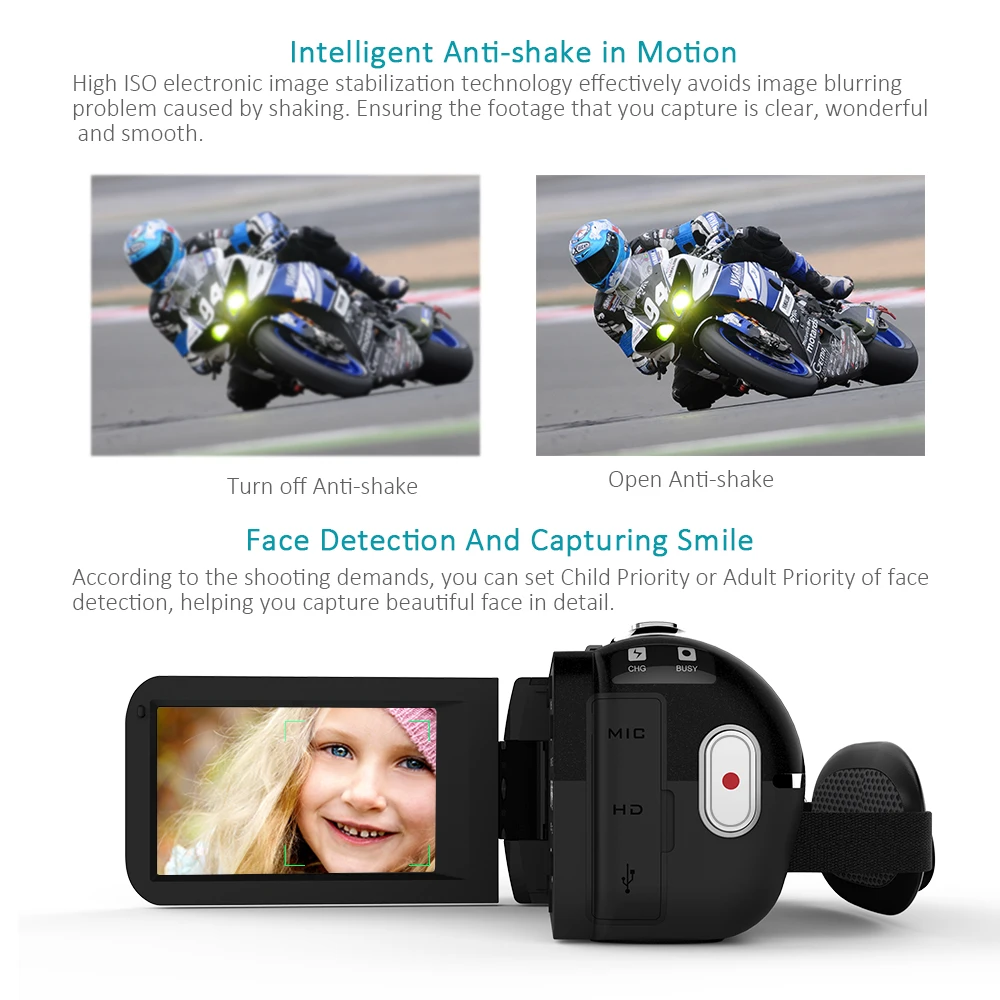 Andoer HDV-Z20, WiFi, портативная цифровая видеокамера с разрешением 1080 P, Full HD, макс. 24 мегапикселя, 16 × цифровой зум, видеокамера с сенсорным экраном ips