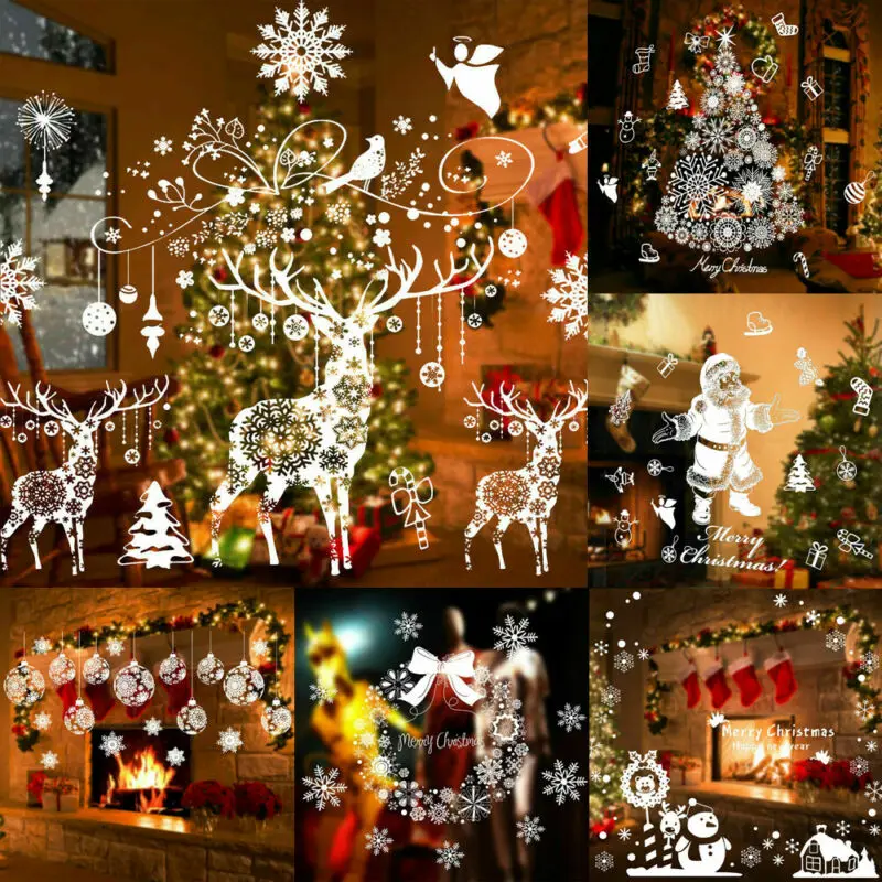 Рождественская Настенная Наклейка Рождество Дед Мороз съемные наклейки для окон