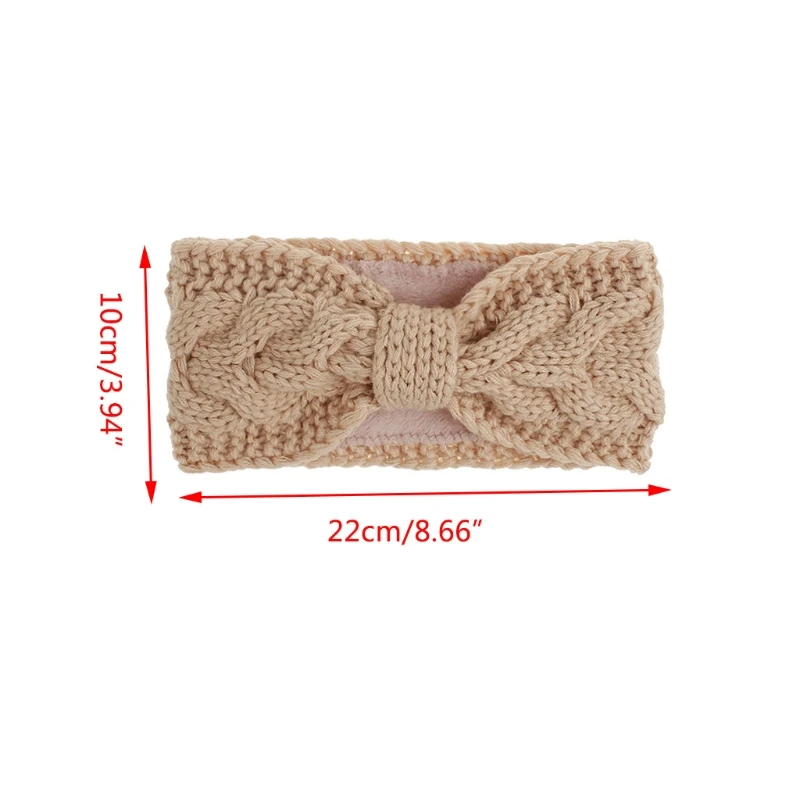 

5Pcs Women Winter Crochet Cable Knit Headband Knotted Center Thicken Plush Lining Hairband Solid Color Ear Warmer Turban